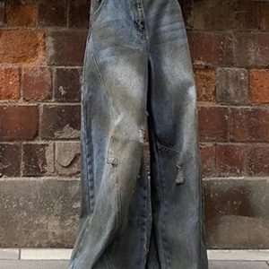 Fall Urban Edge Wide-Leg Jeans - Y2K Outfits for Women, Cute & Trendy