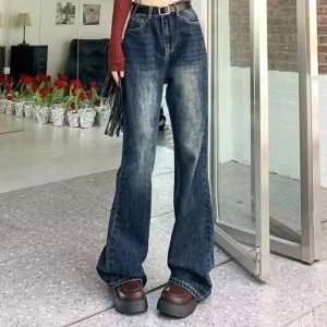 Fall Vintage Wash Flare Jeans - Y2K Outfits for Women, Cute & Trendy