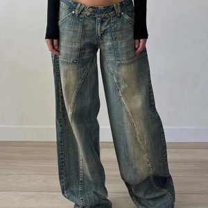 Fall Vintage Washed Baggy Jeans - Y2K Outfits for Women, Cute & Trendy