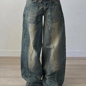 Fall Vintage Washed Baggy Jeans - Y2K Outfits for Women, Cute & Trendy