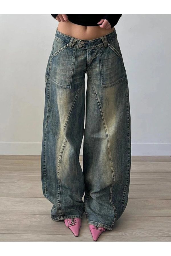 Fall Vintage Washed Baggy Jeans - Y2K Outfits for Women, Cute & Trendy