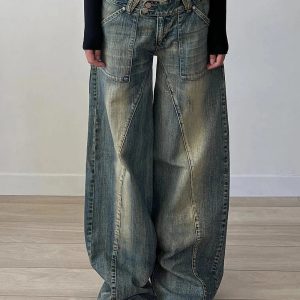 Fall Vintage Washed Baggy Jeans - Y2K Outfits for Women, Cute & Trendy