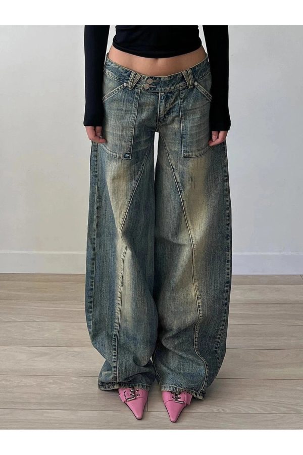 Fall Vintage Washed Baggy Jeans - Y2K Outfits for Women, Cute & Trendy