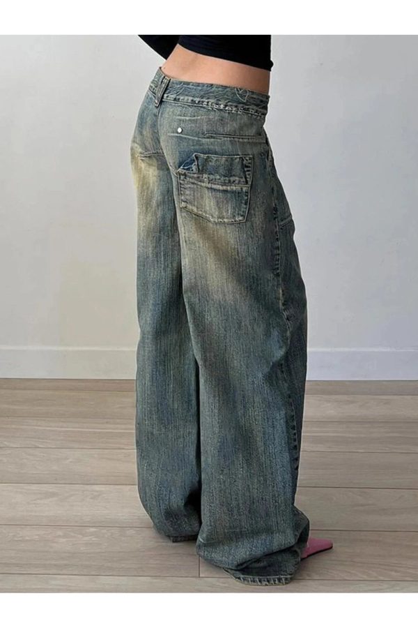 Fall Vintage Washed Baggy Jeans - Y2K Outfits for Women, Cute & Trendy