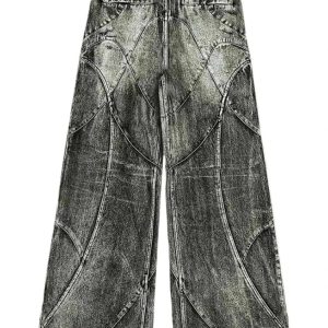 Fall Vintage Washed Patchwork Jeans - Y2K Outfits for Women, Cute Style