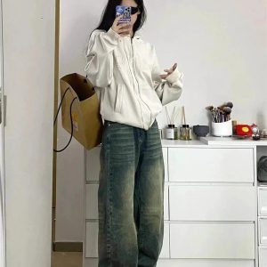 Fall Washed Low-Rise Baggy Jeans - Y2K Outfits for Women & Girls