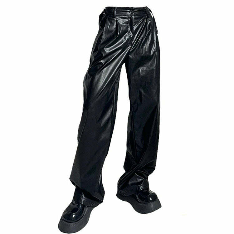 Faux Leather Grunge Pants - Y2K Outfits for Women, Emo & Aesthetic Styles