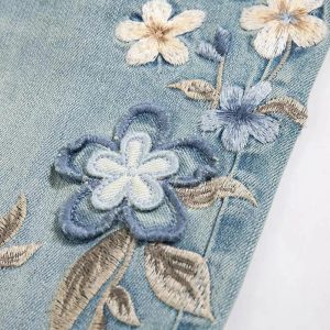 Floral Meadow Embroidered Jeans - Trendy Y2K Outfits for Women