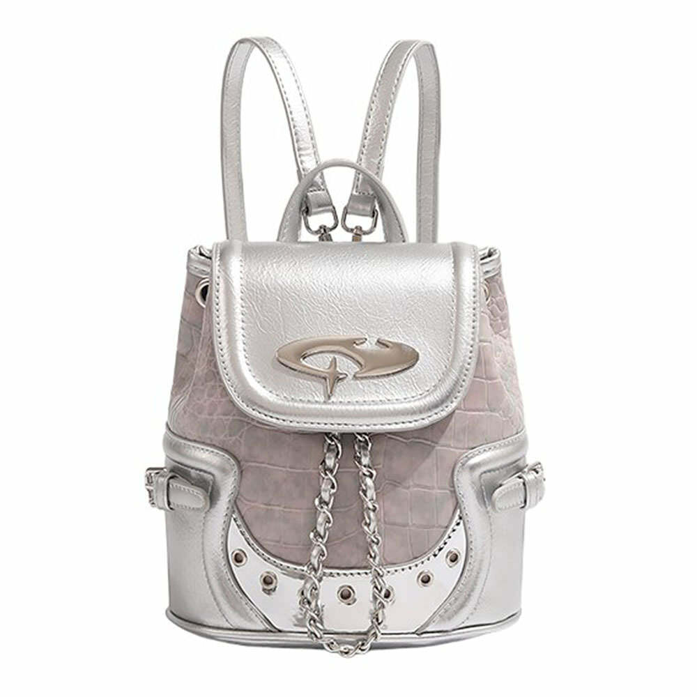 Future World Mini Backpack in Silver - Y2K Outfits for Women & Girls