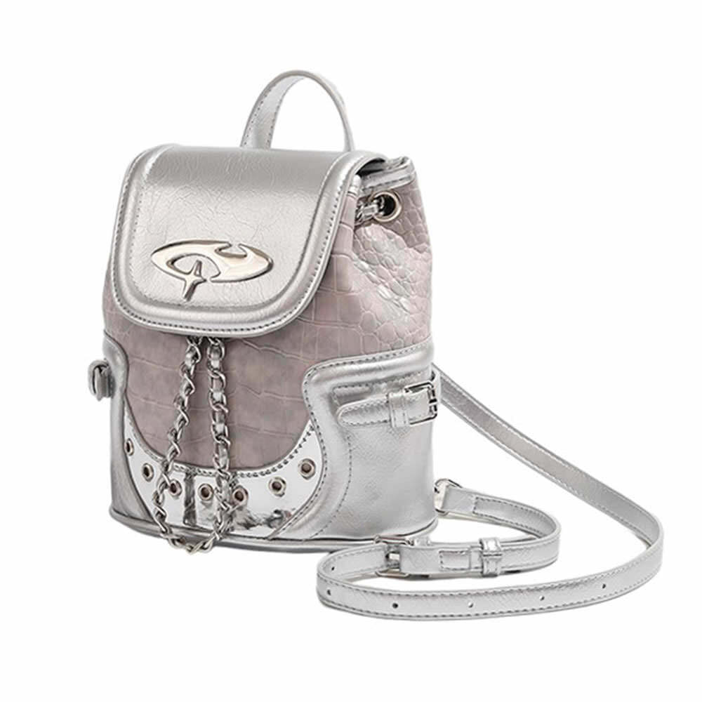 Future World Mini Backpack in Silver - Y2K Outfits for Women & Girls