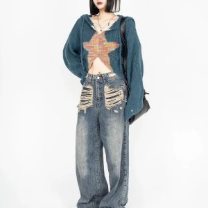 Galactic Grunge Hoodie - Trendy Y2K Outfits for Women & Emo Style