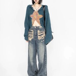 Galactic Grunge Hoodie - Trendy Y2K Outfits for Women & Emo Style