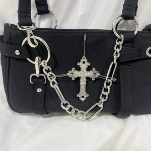 Gothic Cross Chain Shoulder Bag - Y2K Outfits Women’s Fashion Accessory