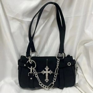 Gothic Cross Chain Shoulder Bag - Y2K Outfits Women’s Fashion Accessory