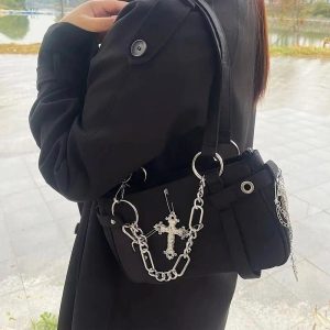 Gothic Cross Chain Shoulder Bag - Y2K Outfits Women’s Fashion Accessory