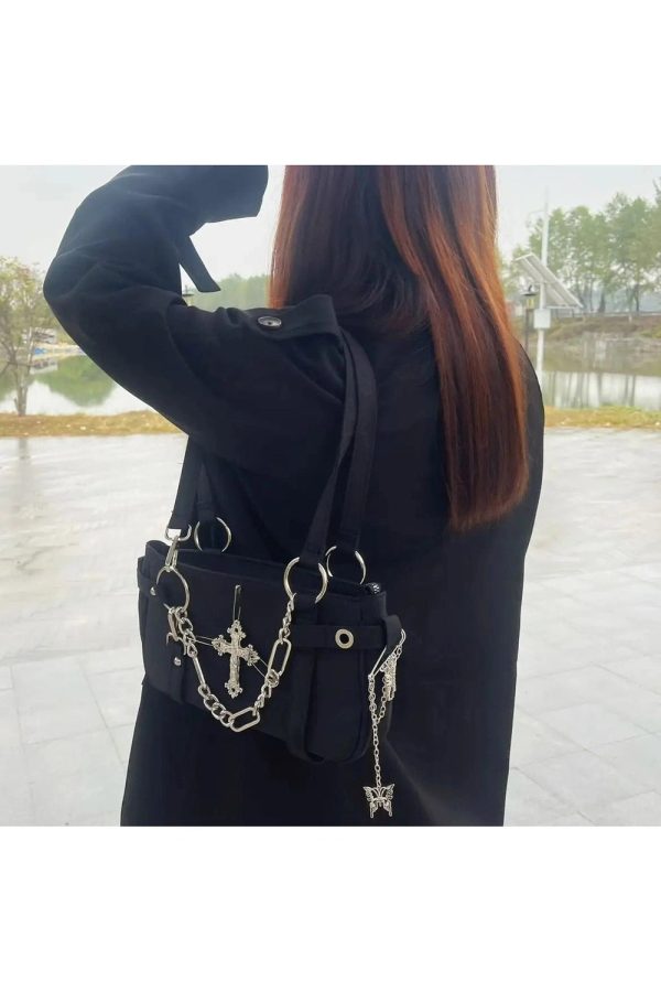 Gothic Cross Chain Shoulder Bag - Y2K Outfits Women’s Fashion Accessory