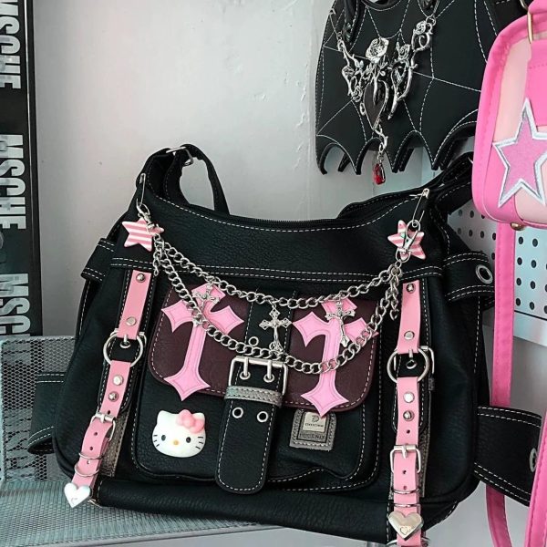 Gothic Kawaii Cross Chain Bag - Trendy Y2K Outfits for Women