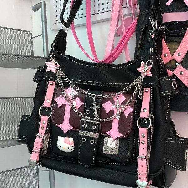 Gothic Kawaii Cross Chain Bag - Trendy Y2K Outfits for Women