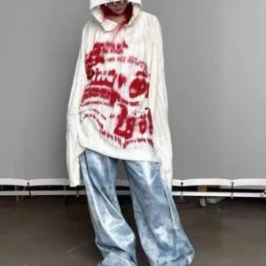 Grunge Graffiti Hoodie - Trendy Y2K Outfits for Women & Street Style