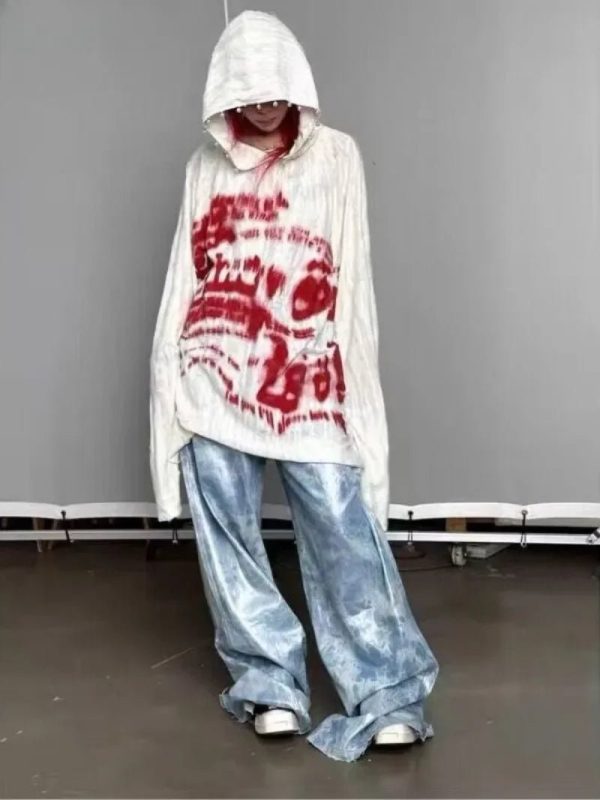 Grunge Graffiti Hoodie - Trendy Y2K Outfits for Women & Street Style