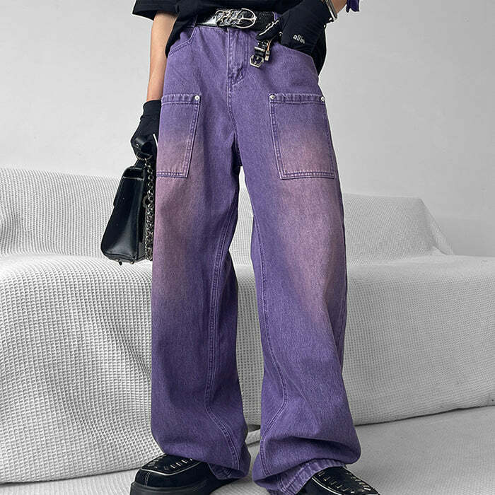 Grunge Purple Baggy Jeans - Trendy Y2K Outfits for Women and Girls