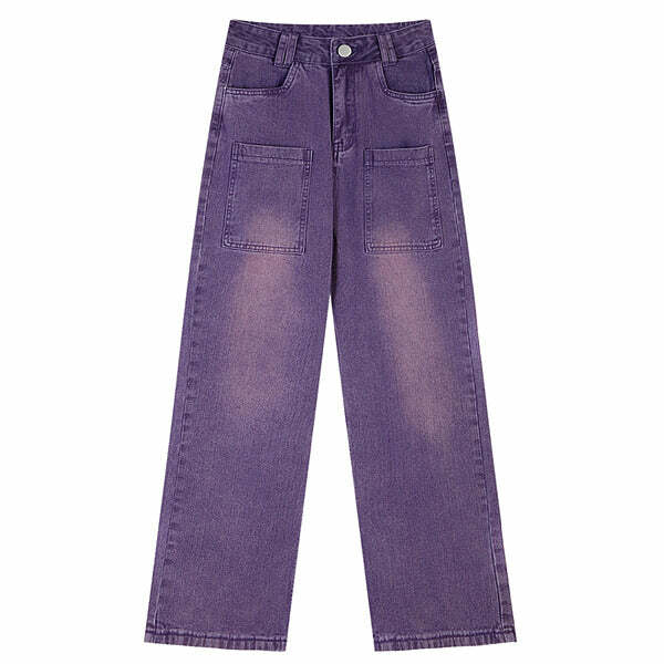 Grunge Purple Baggy Jeans - Trendy Y2K Outfits for Women and Girls