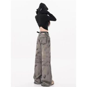 Grunge Splatter Wide-Leg Jeans - Trendy Y2K Outfits for Women