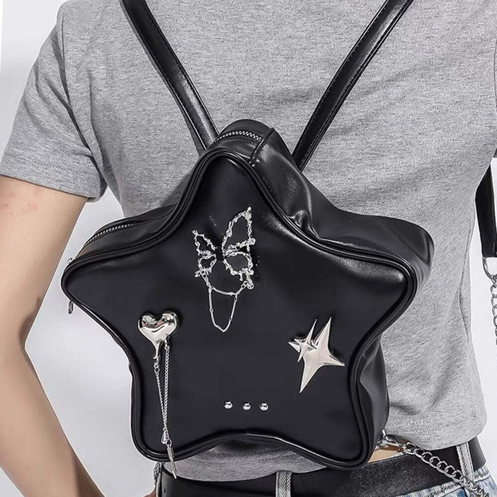 Grunge Star-Shaped Mini Backpack | Y2K Outfits Women’s Fashion Accessory