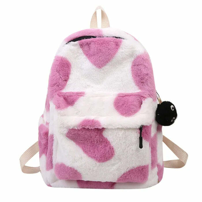 Heart Crush Fuzzy Backpack - Trendy Y2K Outfits for Women & Girls