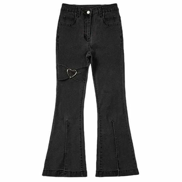 Heart Flare Jeans - Trendy Y2K Outfits for Women, Cute & Aesthetic Styles