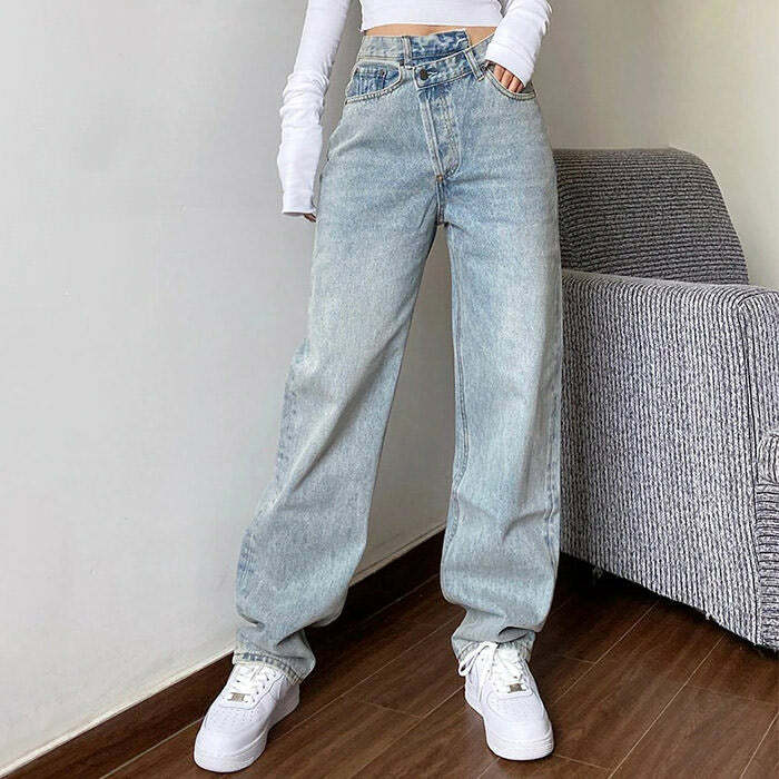 High Rise Straight Leg Jeans - Trendy Y2K Outfits for Women