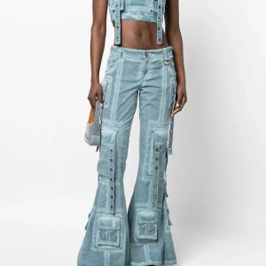 Hybrid Harness Split Jeans - Trendy Y2K Outfits for Women & Girls