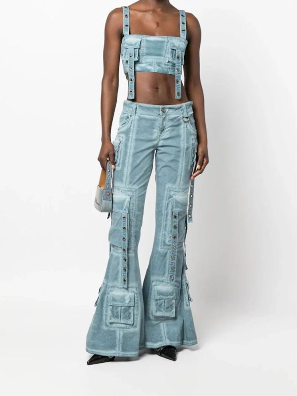 Hybrid Harness Split Jeans - Trendy Y2K Outfits for Women & Girls