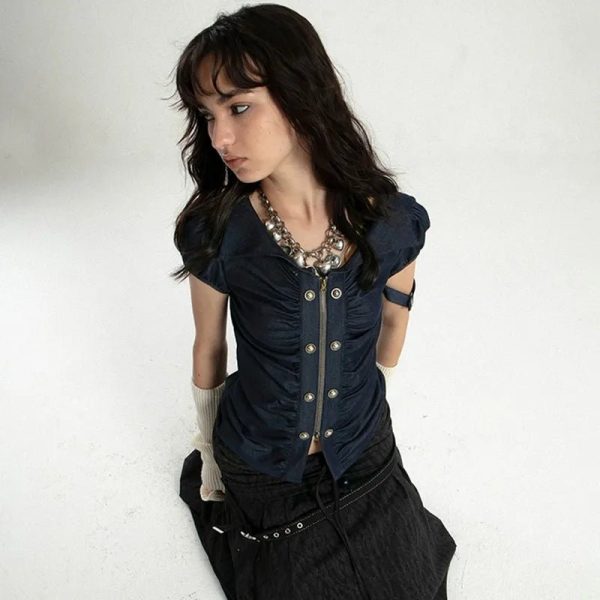 Industrial Siren Top - Trendy Y2K Outfits for Women, Emo & Club Style