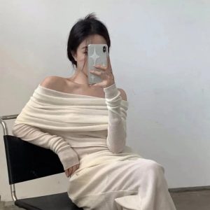 Ivory Off-Shoulder Wrap Top - Trendy Y2K Outfits for Women Fashion