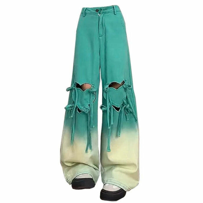 Knee-Heart Gradient Pants - Trendy Y2K Outfits for Women & Girls