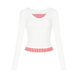 Lemon Gingham Layered Top - Trendy Y2K Outfits for Women & Girls