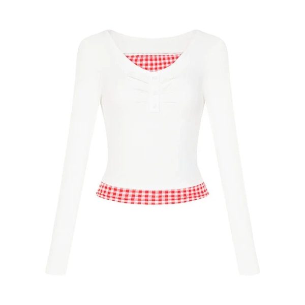 Lemon Gingham Layered Top - Trendy Y2K Outfits for Women & Girls