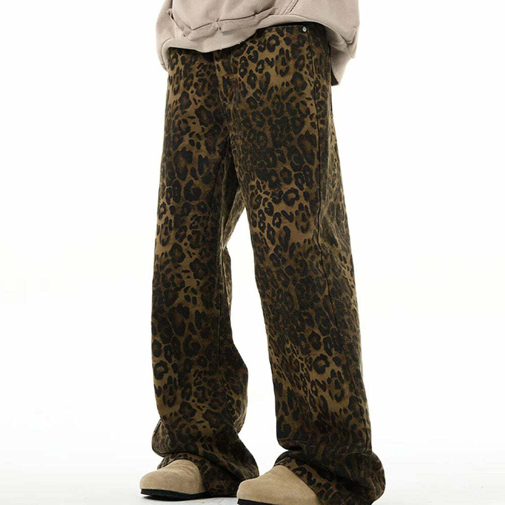 Leopard Wide-Leg Jeans - Trendy Y2K Outfits for Women & Club Style