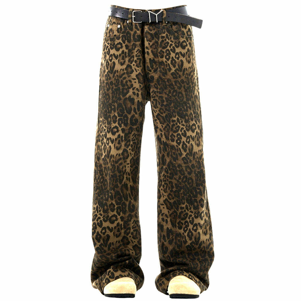 Leopard Wide-Leg Jeans - Trendy Y2K Outfits for Women & Club Style