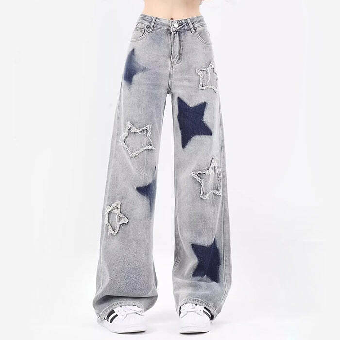 Light Blue Star Jeans - Trendy Y2K Outfits for Women, Cute & Aesthetic