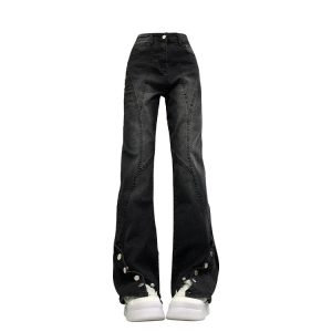 Midnight Flare Snap Jeans - Trendy Y2K Outfits for Women & Girls