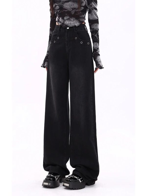 Midnight Wide-Leg Jeans - Trendy Y2K Outfits for Women & Girls