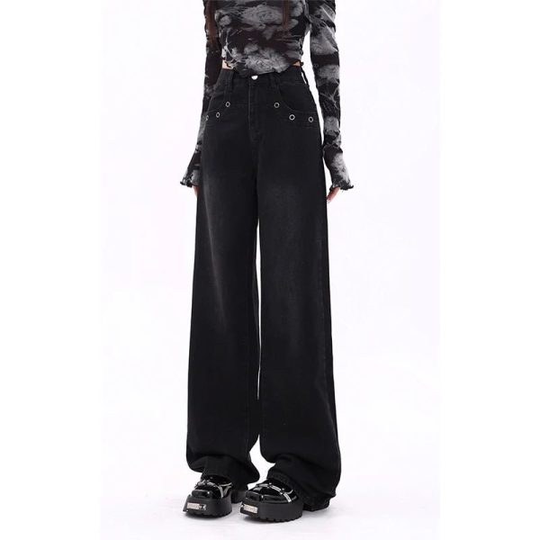 Midnight Wide-Leg Jeans - Trendy Y2K Outfits for Women & Girls