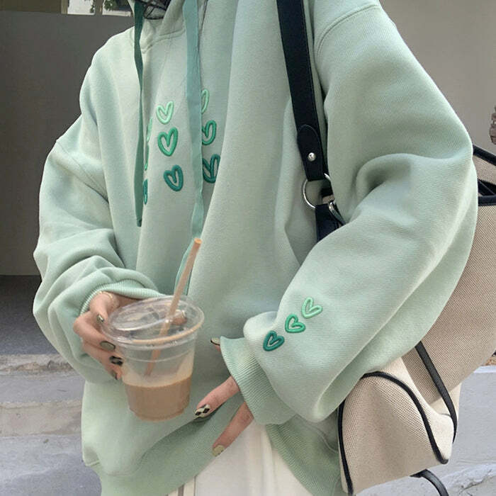 Mint Aesthetic Heart Hoodie | Y2K Outfits for Women, Cute & Trendy