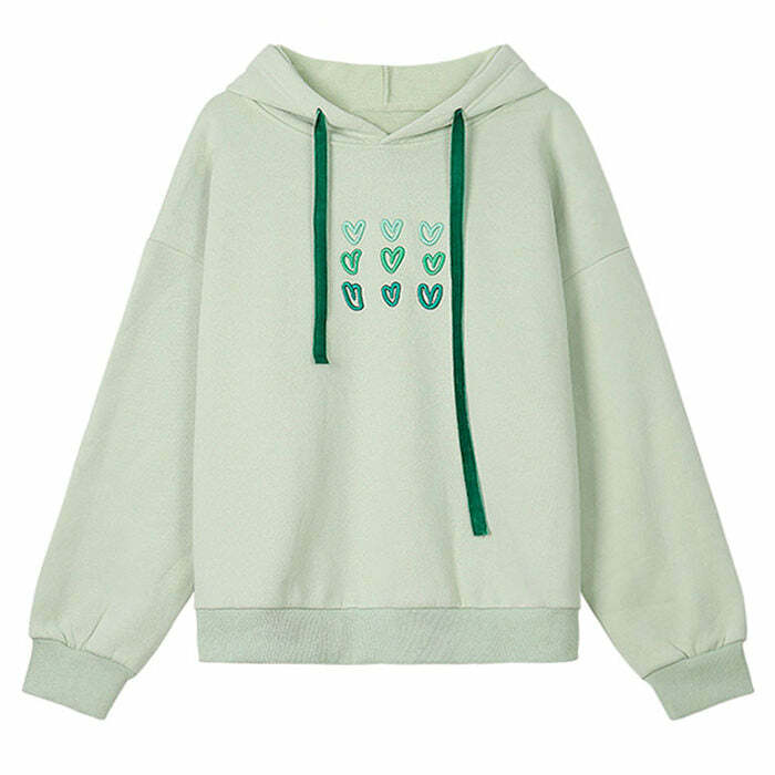 Mint Aesthetic Heart Hoodie | Y2K Outfits for Women, Cute & Trendy