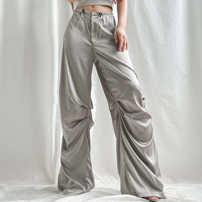 Miracle Satin Wide Pants - Trendy Y2K Outfits for Women, Club & Casual Wear