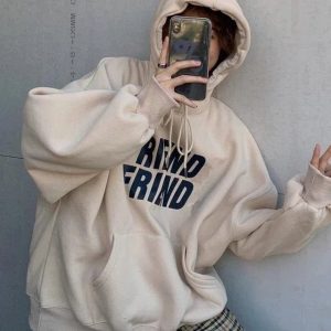 Oversized Friend Graphic Hoodie - Trendy Y2K Outfits for Women