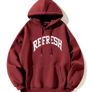 Oversized Maroon Graphic Hoodie - Trendy Y2K Outfits for Women