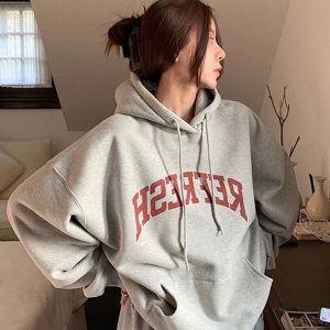 Oversized Maroon Graphic Hoodie - Trendy Y2K Outfits for Women